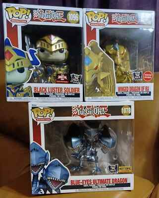 Funko Pop! Yugioh! Blue Eyes Ultimate & Black Luster Solider & Wing RA 3 set!-image