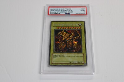 2004 Yu-Gi-Oh! Promo Dawn of Destiny Xbox #001 Winged Dragon of RA PSA 9-image