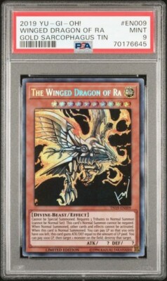 2019 YU-GI-OH! GOLD SARCOPHAGUS TIN #EN009 WINGED DRAGON OF RA PSA 9 Graded-image