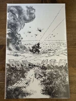(2025) IDW COMICS GODZILLA VS AMERICA ( LOS ANGELES) #1 1:25 B/W Variant Cover-image
