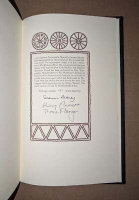 SIGNED SEAMUS HEANEY Poems & a Memoir 1982 Limited Editions Club Leather-image