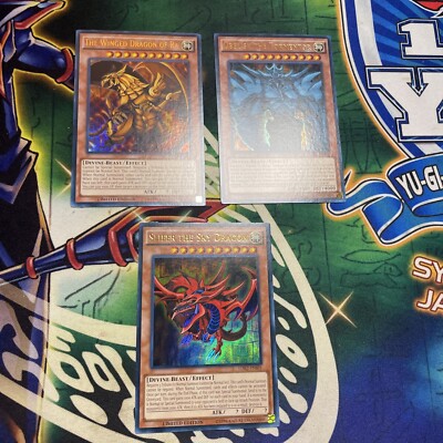 Yugioh Slifer, Obelisk, + Winged Dragon of Ra God Set Ultra Limited Ed LDK2 NEW-image
