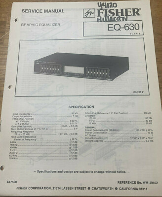 FISHER EQ-630 GRAPHIC EQUALIZER ORIGINAL SERVICE REPAIR MANUAL -image