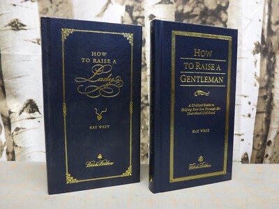 Set of 2 How to Raise a Gentleman / Lady by Kay West Hardcover Leather Edition-image