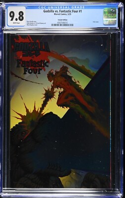Godzilla Vs. Fantastic Four #1 Mark Bagley Foil Cover Marvel Comics CGC 9.8-image