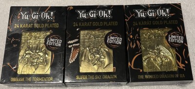 Obelisk Slifer Drago Alato Ra • Carte Metallo Placcata Oro 24k FANATTIK YUGIOH-image