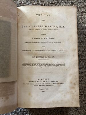 1842 - Life of Charles Wesley by Jackson - Leather - Christian Methodist History-image