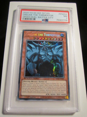 2020 YU GI OH CARD 1ST EDITION OBELISK THE TORMENTOR PSA GRADED NM 7-image