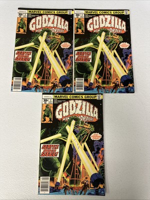 Godzilla #2 Lot of 3 Copies 1st Series 1977 Marvel Comics Lot Run Mid Grade-image