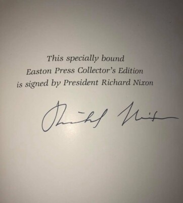 Signed Easton Press Leather Bound – The Memoirs of US President Richard Nixon-image