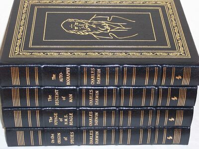easton press WORKS OF CHARLES DARWIN 4 vols Origin Descent Beagle Auto-Biography-image