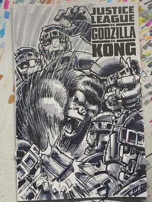 justice league vs godzilla vs kong 1 original sketch cover variant-image