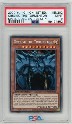 Yugioh SBCB-EN202 Obelisk the Tormentor  - 1st Edition Secret Rare - PSA 9 MINT-image