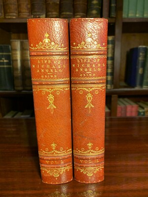 LIFE OF MICHAEL ANGELO - Rare 3/4 Leather Bound 1899 Very Good + -image