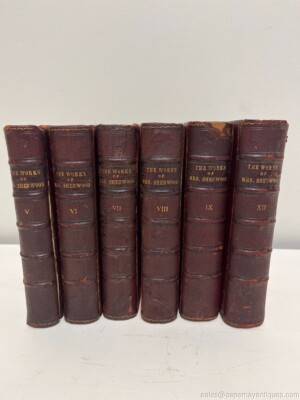 6 Antique Books The Words of Mrs Sherwood 1825 Leather Bound Red Covers-image