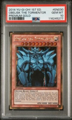 2014 Yu-Gi-Oh! Obelisk the Tormentor PGLD-EN030 Gold Rare PSA 10 GEM MINT-image