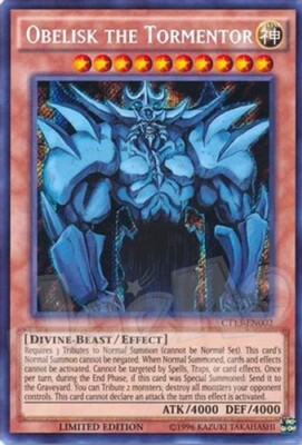 Yugioh - Obelisk the Tormentor - Limited Edition Secret Rare NM - Free Holo Card-image