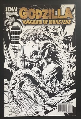 Godzilla Kingdom of Monsters #2 2011 RI 1:25 B&W Sketch Variant IDW Comic Book-image