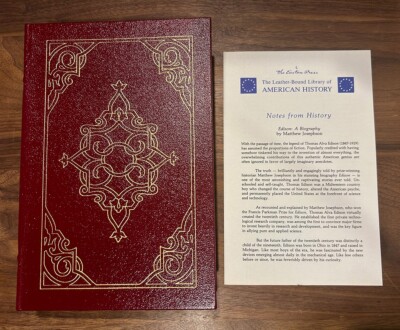 Easton Press: EDISON A Biography By Matthew Josephson. 1986 LEATHER HARDCOVER-image