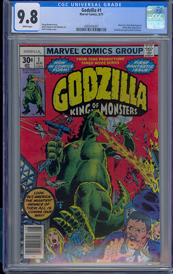GODZILLA #1 CGC 9.8 WHITE PAGES MARVEL 1ST SERIES 1977 KING OF THE MONSTERS-image