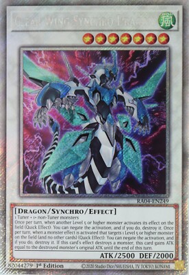 YuGiOh Clear Wing Synchro Dragon RA04-EN249 Platinum Secret Rare 1st Ed-image