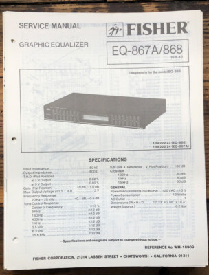 Fisher EQ-867A EQ-868 Equalizer  Service Manual *Original*-image