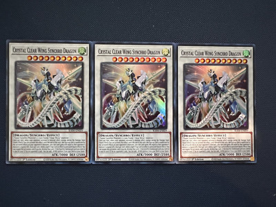 3x Yugioh Crystal Clear Wing Synchro Dragon RA04-EN059 Super Rare 1st Edition NM-image