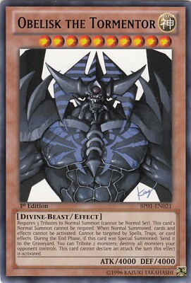 Yu-Gi-Oh, Obelisk the Tormentor, Black Rare, BP01-EN021, 1st Edition, Excellent-image