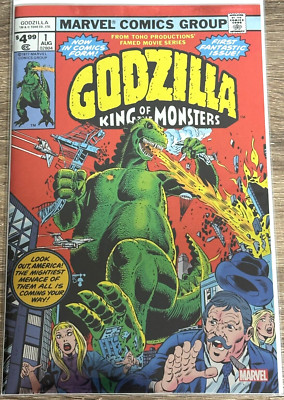 GODZILLA #1 CVR-D FACSIMILE FOIL VAR 1977 KEY ISSUE 1ST APP GODZILLA IN MARVEL-image