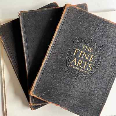3 Volumes of The Fine Arts edited by Edmund Buckley - Leather Antique Art Books-image