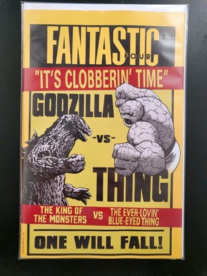 GODZILLA vs. THE FANTASTIC FOUR #1 - RARE GARBETT VERSUS VARIANT - MARVEL-image
