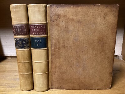 1758 2 Vols. Jortin’s Life Of Erasmus - 2 Large Leather Volumes - London Imprint-image