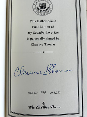 Clarence Thomas Signed 2007 Easton Press Leather Binding My Grandfather's Son-image