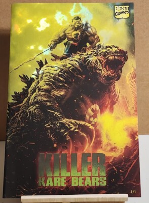 Killer Kare Bears Godzilla Hulk 70th Anniversary Homage - Magma GOLD Foil  1/1-image