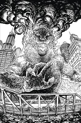 GODZILLA VS AMERICA CHICAGO #1 10 COPY BROWNE B&W INCV IDW-PRH-image
