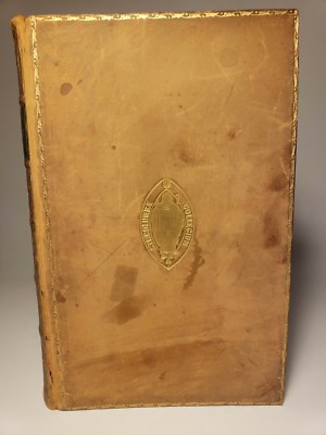 1893 ENGLISH SCHOOL GIFT BOOK 'LIFE OF WALTER SCOTT' LEATHER ARMORIAL BINDING-image