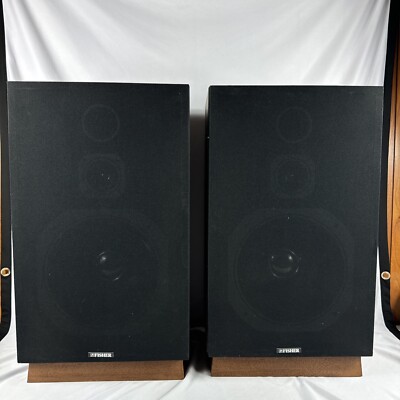 Vintage Fisher Wood Veneer Speakers - DS-710 Pair - Tested Works Great-image
