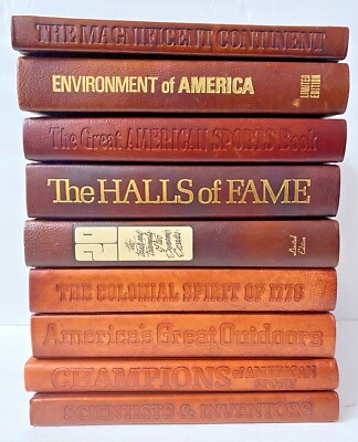 Leather-bound books Various Genre Sports Scientists Inventors Outdoors-image
