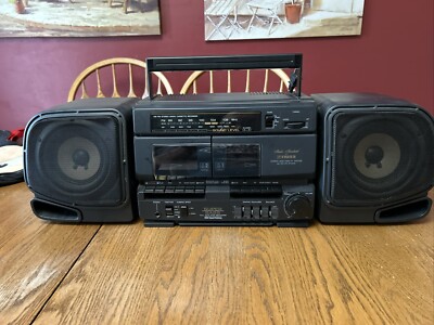 Vtg FISHER PH-W1000 AM/FM Portable Boombox Stereo Dual Cassette Detach Speakers-image
