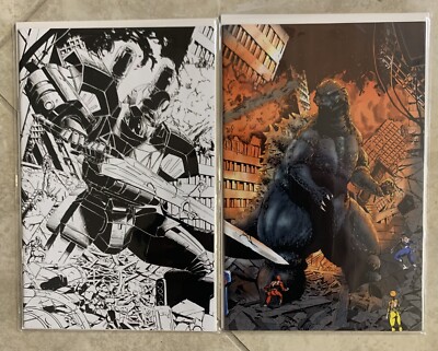 GODZILLA VS. MMPR (POWER RANGERS) II #1 | IDW | B&W & COLOR CONNECTING COVERS-image