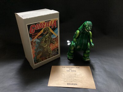 Vintage Mint Godzilla Green Wind Up Tin Toy Billiken Shokai 1990s Made in Japan-image