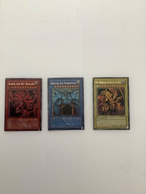 Yugioh Egyptian God Cards Winged Dragon of Ra Obelisk Slifer GB1-001 002 003 NM+-image