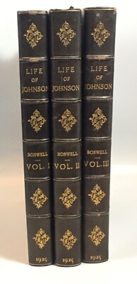 Boswell THE LIFE OF JOHNSON 3 Quarter Leather Volumes 1925-image