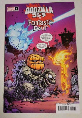 GODZILLA VS. FANTASTIC FOUR #1 03/26/2025 NM-/VF+ YOUNG VARIANT MARVEL COMICS-image