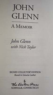 A Memoir, John Glenn, SIGNED, Easton Press, Wonderful leather bound ltd edition-image