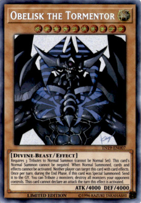 Yugioh Obelisk the Tormentor TN19-EN007 Limited Edition Secret Rare Holo NM-image