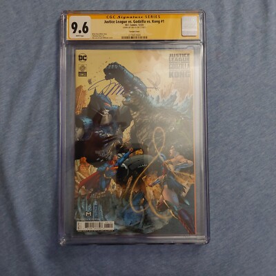 Justice League vs Godzilla vs Kong #1 Signed Jim Lee Variant CGC 9.6-image