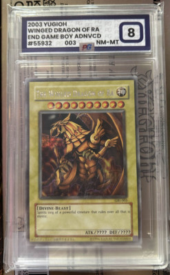YuGiOh PG 8 Graded Winged Dragon of Ra GBI-003 SECRET Rare Egyptian God Card-image