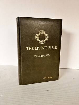 The Living Bible Paraphrased TYNDALE 1978 Hardcover Green Faux Leather Padded-image