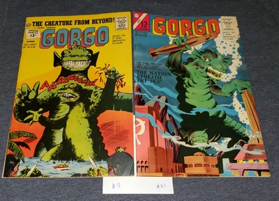 GORGO #9 Fn+ from 1962 & #21 VF- Charlton comics like Godzilla but not...-image